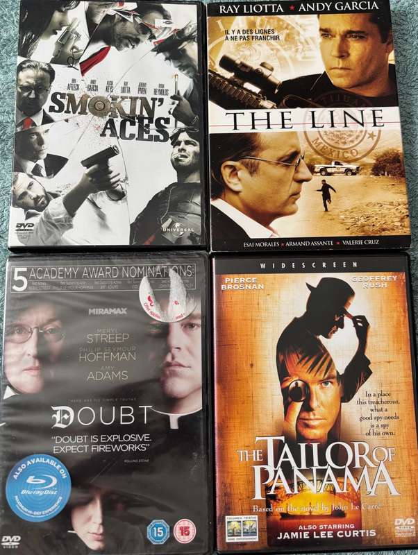 Movie Lot x 4, Smoking Aces, The Line, Dount sealed new & Tailor of Panama DVD