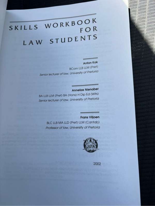 Skills Workbook for Law Students By Anton Kok, Annelize Nienaber, Frans Viljoen
