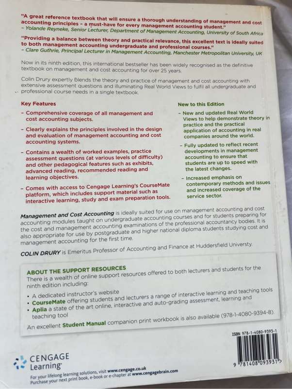 Management and Cost Accounting 9th Edition Colin Drury