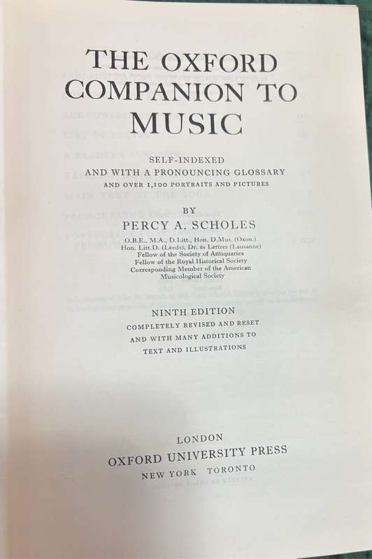 The Oxford Companion to Music by Percy A Scholes 1963 with 185 Plates Rare Collectable