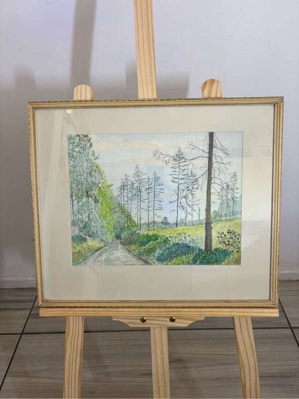 Watercolour signed Wilson England 44 Road Trees