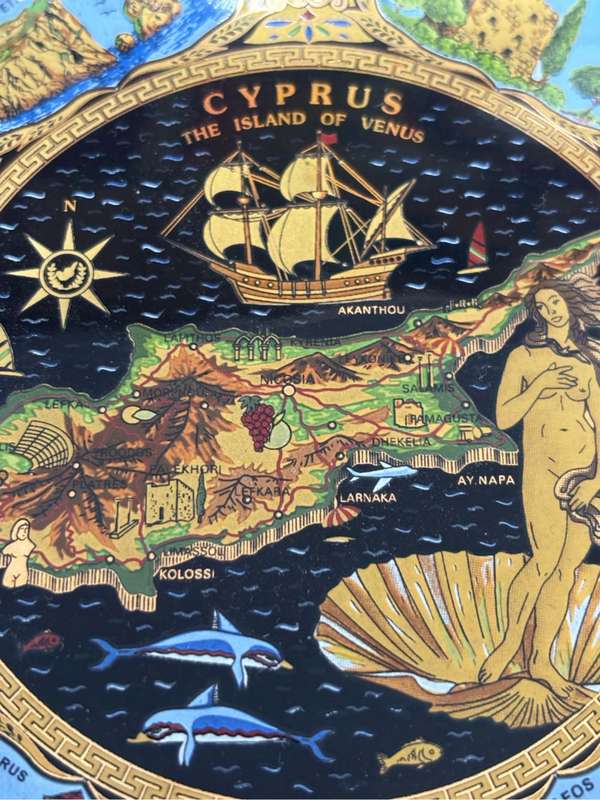 Platter Cyprus Handmade in Greece 24 Carat Gold 20cm x 27cm