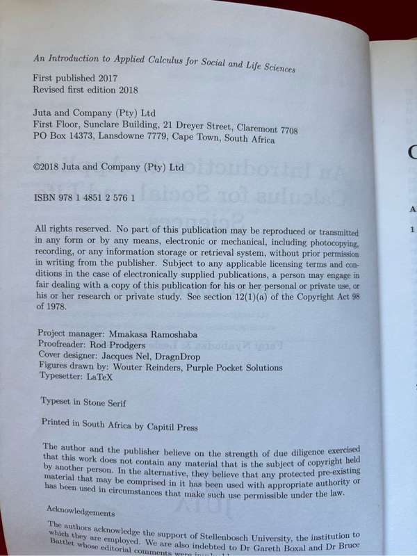 An Introduction to Applied Calculus for Social and Life Science