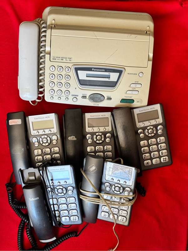 Easy Touch 405 Telephone lot of 5, Plus Panasonic KX-FT72 fax machine Vintage
