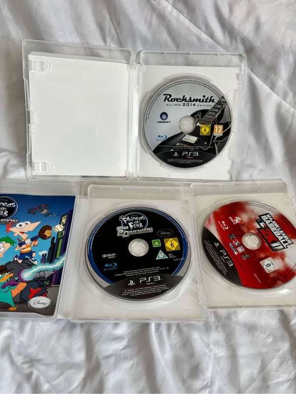 PS 3 Bundle Lot Rocksmith 2014, Major League Baseball 2K11, Phineas and Ferb Disney