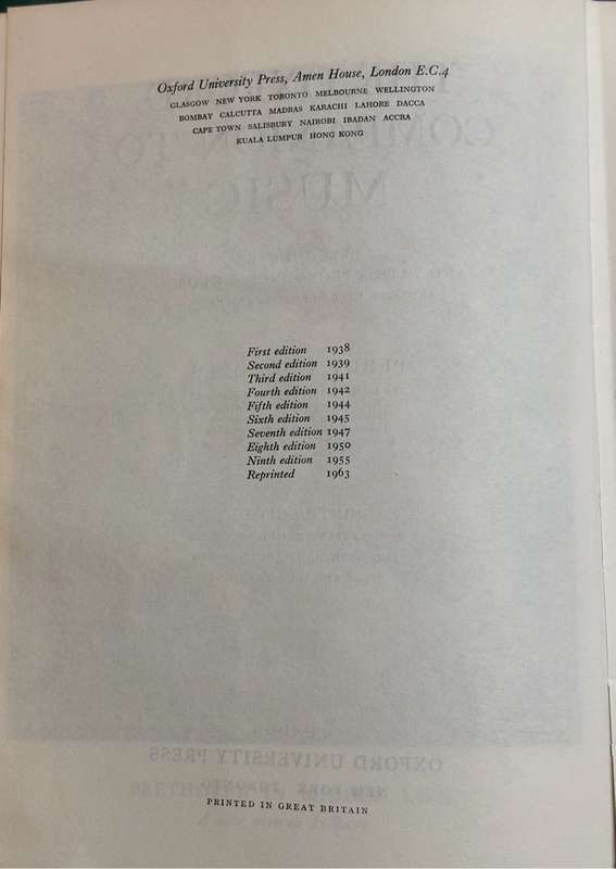 The Oxford Companion to Music by Percy A Scholes 1963 with 185 Plates Rare Collectable