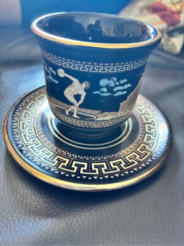 Cup and Saucer Handmade in Greece 24Carat  Gold