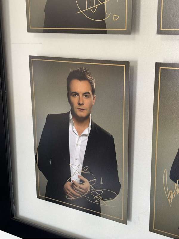 Westlife Four Individual Photos Signed in Glass Framed 60cm x 49cm including frame