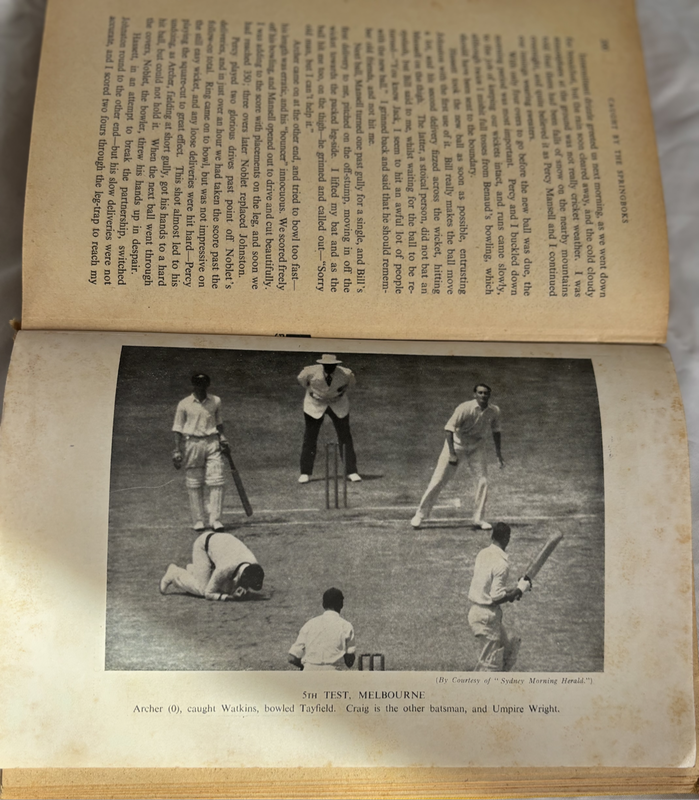 Old Cricket Caught by the Springboks Australia tour Signed 1st Edition 1952/3