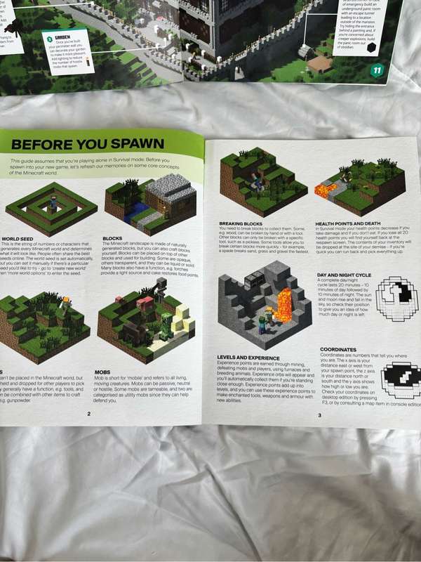 Minecraft Three Books Adventures and Challenges, Guide to the Overworld, and Guide to Survival