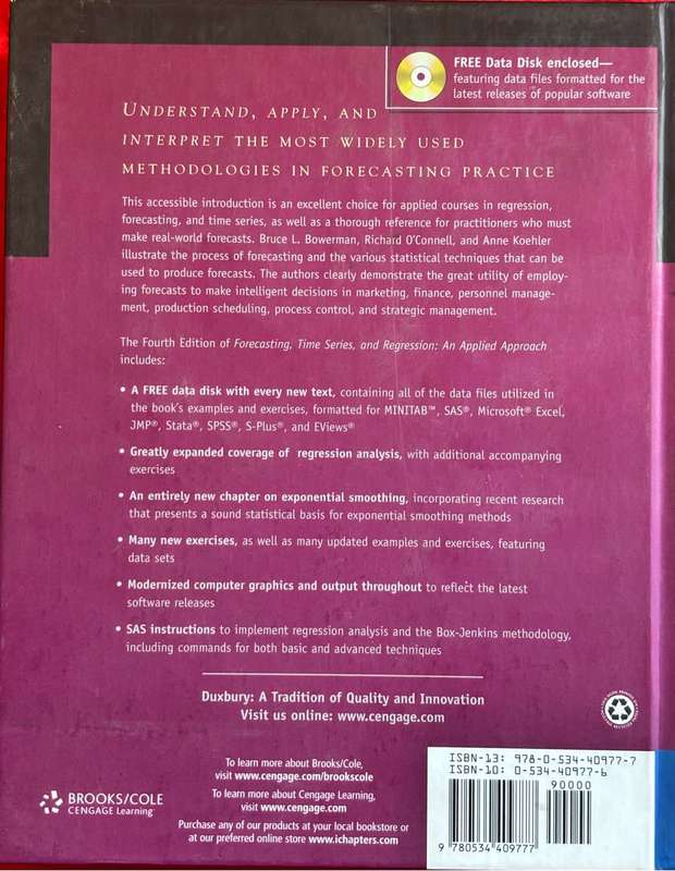 Forecasting, Time Series, and Regression 4th Edition with CD, Bowerman- OConnel- Koehler book