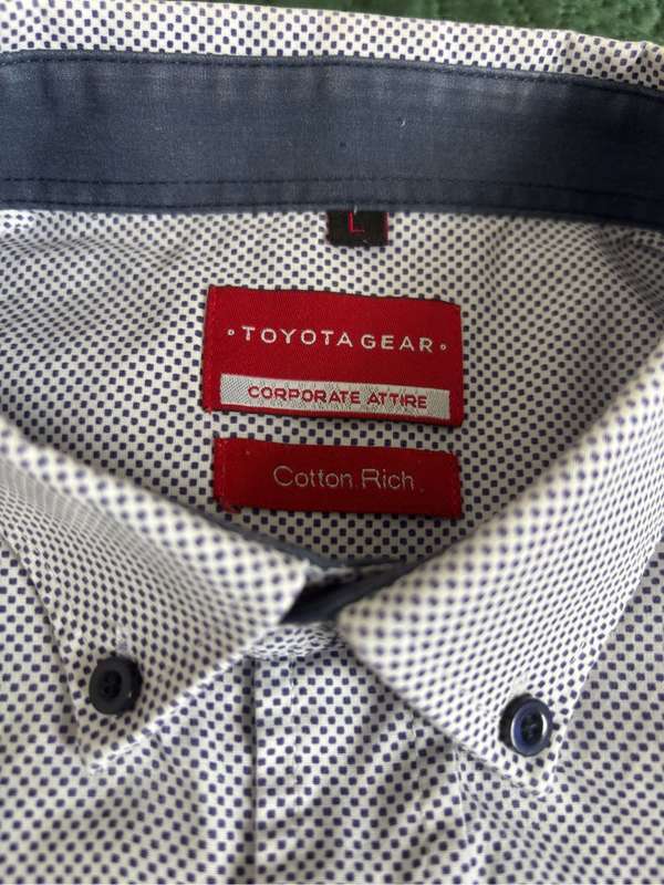 Set of 3 ,Long Sleeve Shirt Men Size L Blue Pattern Toyota Gear Corporate Attire Rare