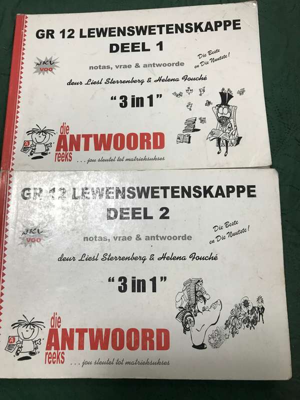 Graad 12 Lewenswetenskappe Deel 1 en Deel 2 die Antwoord reeks