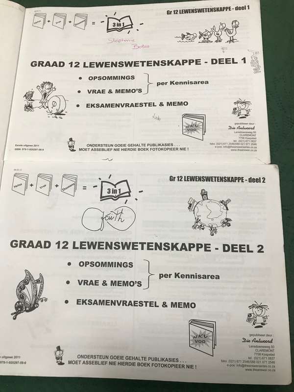 Graad 12 Lewenswetenskappe Deel 1 en Deel 2 die Antwoord reeks