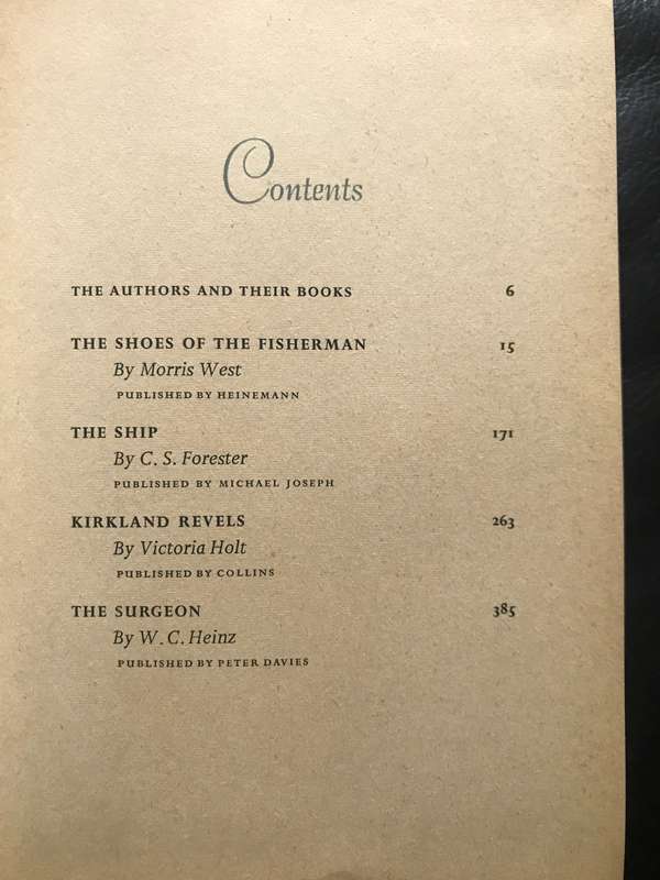 THE SHOES OF THE FISHERMAN, THE SHIP, KIRKLAND REVELS, THE SURGEON Hardcover 1st edition