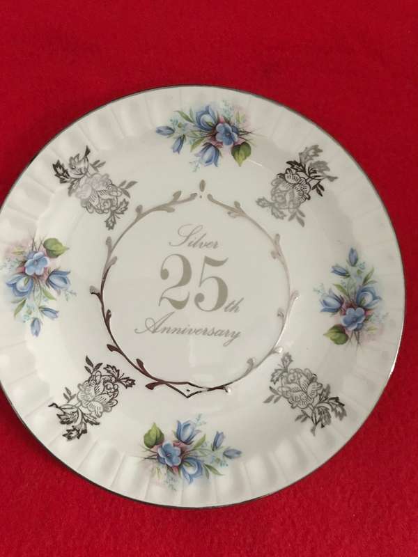 Avon by Wood & Sons Staffordshire England  Silver 25th Anniversary Plate