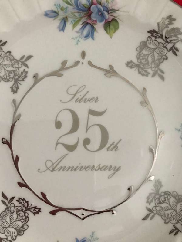 Avon by Wood & Sons Staffordshire England  Silver 25th Anniversary Plate