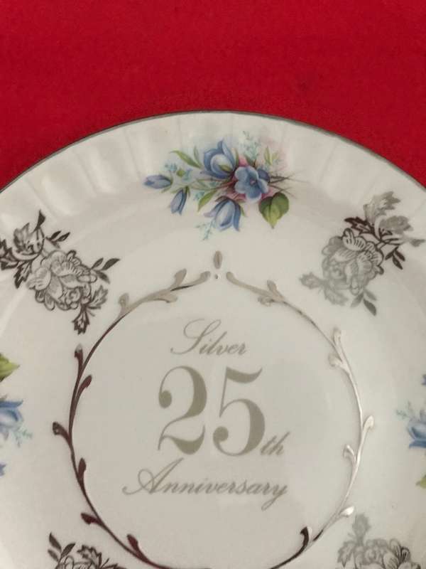 Avon by Wood & Sons Staffordshire England  Silver 25th Anniversary Plate