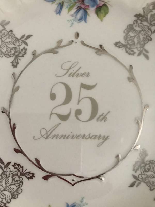 Avon by Wood & Sons Staffordshire England  Silver 25th Anniversary Plate