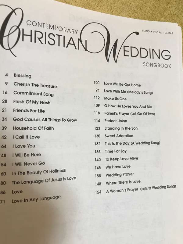 Contemporary Christian Wedding Songbook Sheet Music for Piano Vocal Guitar