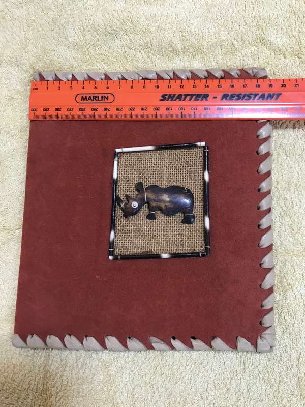 Book cover handmade orange with rhino front cover