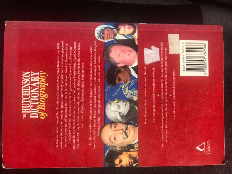 THE HUTCHINSON PAPERBACK DICTIONARY OF BIOGRAPHY