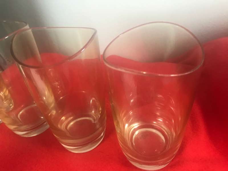 Elegant Yellow curved Glasses x4