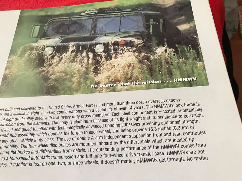 High Mobility Multipurpose Wheeled Vehicle (HMMWV) M998A2 series specifications and performance data
