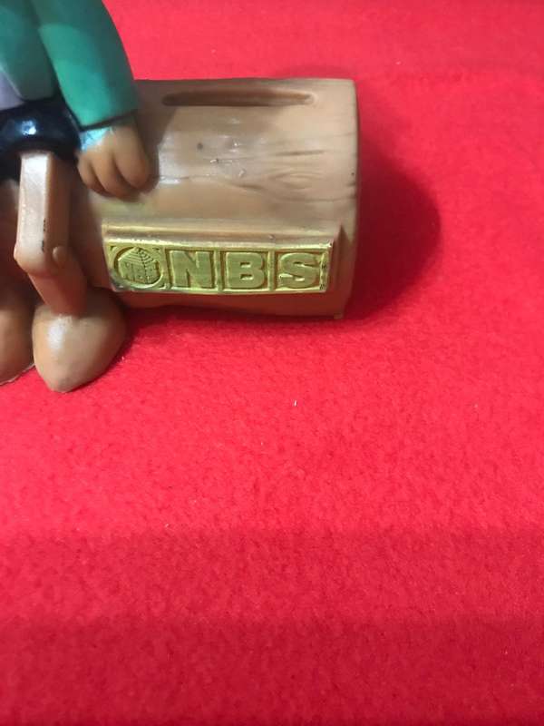 Pinocchio Money Box with lid  1979 NBS Bank rubber Apollo Film  by Prima Toys