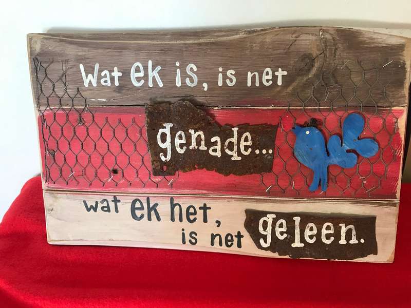 Decor Christelike stelling op hout en planter box