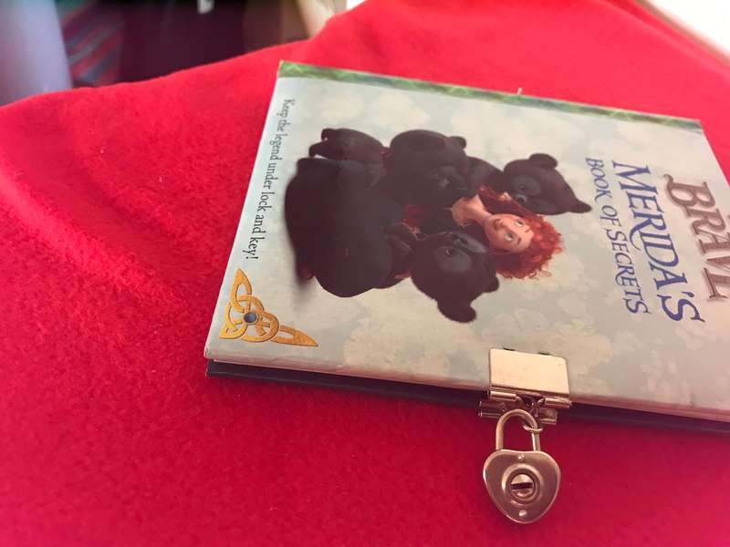 Meridas Book of Secrets, Disney Pixar, Brave metal heart padlock, key in envelope, beautiful journal
