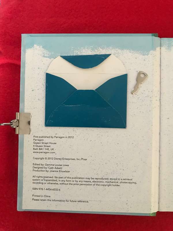 Meridas Book of Secrets, Disney Pixar, Brave metal heart padlock, key in envelope, beautiful journal
