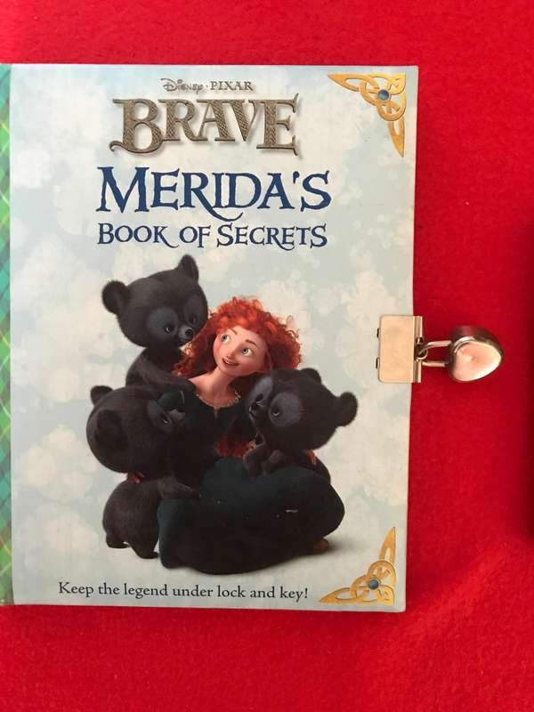 Meridas Book of Secrets, Disney Pixar, Brave metal heart padlock, key in envelope, beautiful journal
