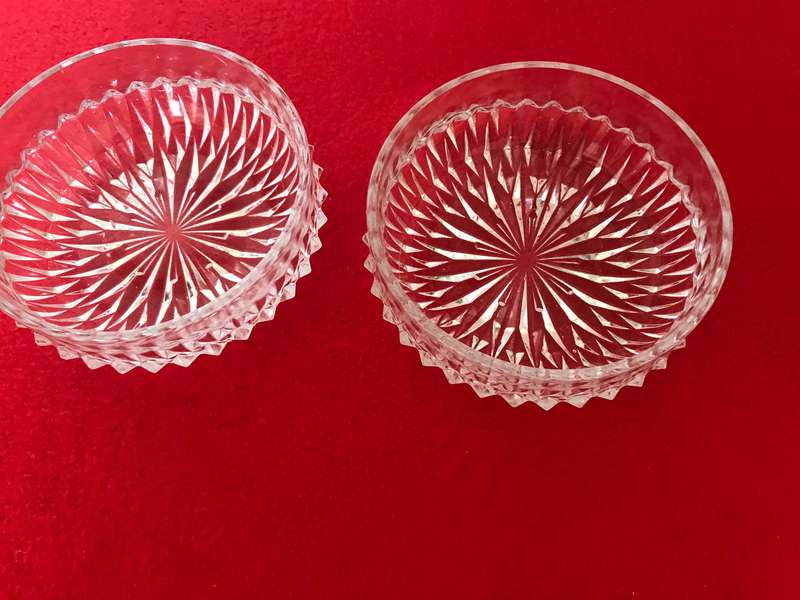 Antique Brilliant Deep Cut Diamond Shaped bowls x 2