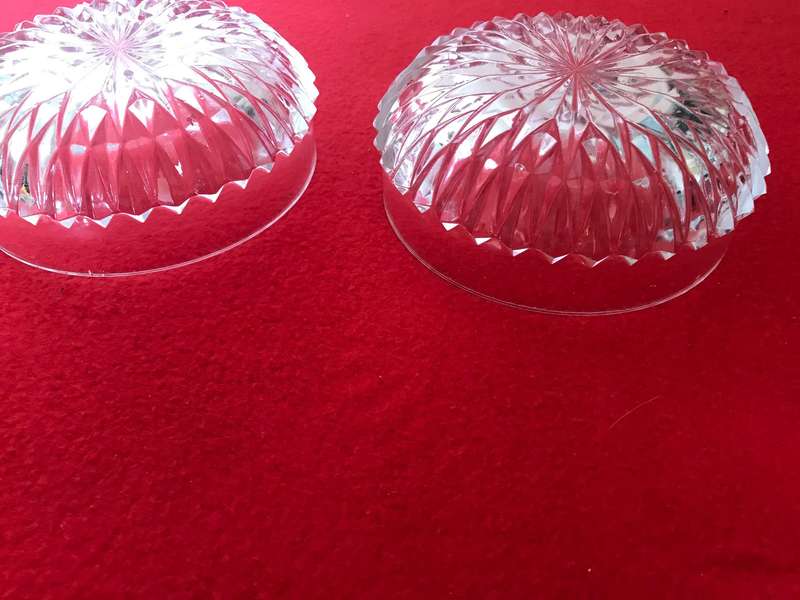 Antique Brilliant Deep Cut Diamond Shaped bowls x 2