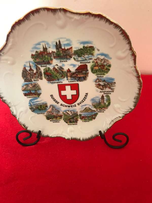 1970s Suisse Schweiz Svizzera Switzerland Souvenir Collector Plate E&A Böckling Neudenau, 20cm