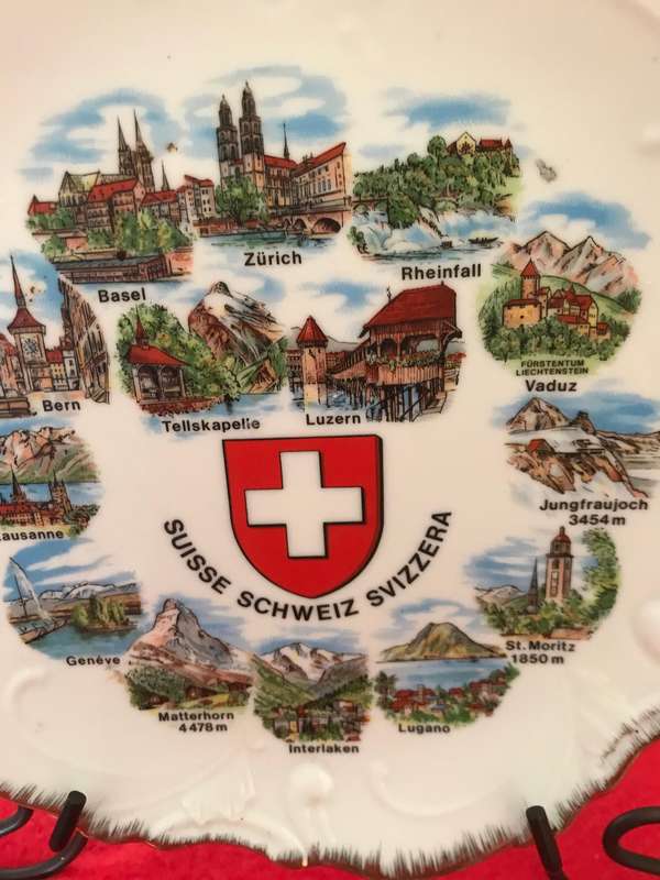 1970s Suisse Schweiz Svizzera Switzerland Souvenir Collector Plate E&A Böckling Neudenau, 20cm