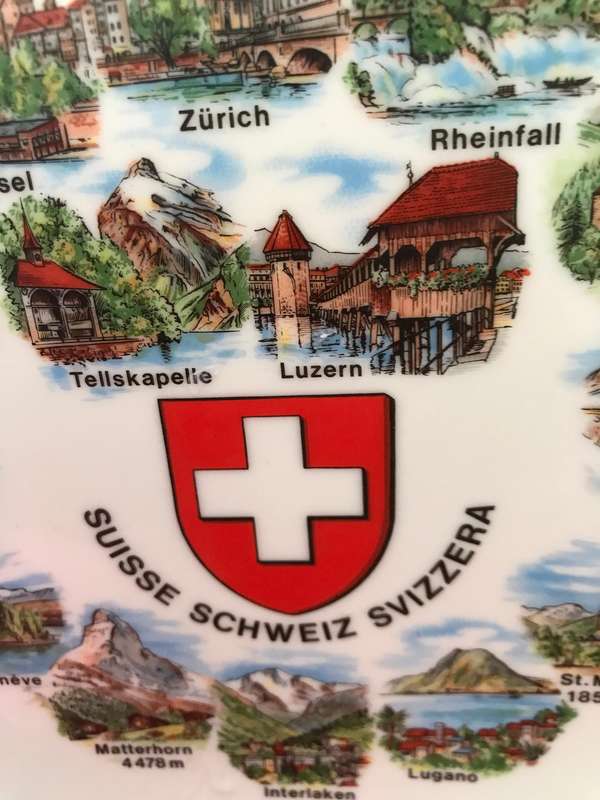 1970s Suisse Schweiz Svizzera Switzerland Souvenir Collector Plate E&A Böckling Neudenau, 20cm