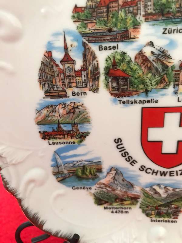 1970s Suisse Schweiz Svizzera Switzerland Souvenir Collector Plate E&A Böckling Neudenau, 20cm