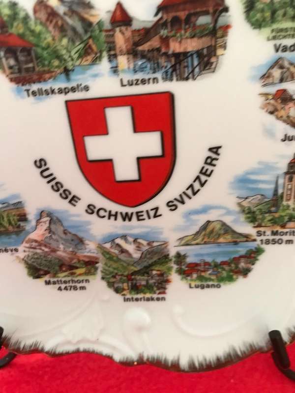 1970s Suisse Schweiz Svizzera Switzerland Souvenir Collector Plate E&A Böckling Neudenau, 20cm