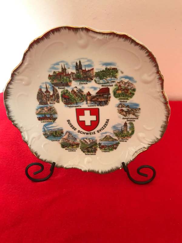 1970s Suisse Schweiz Svizzera Switzerland Souvenir Collector Plate E&A Böckling Neudenau, 20cm