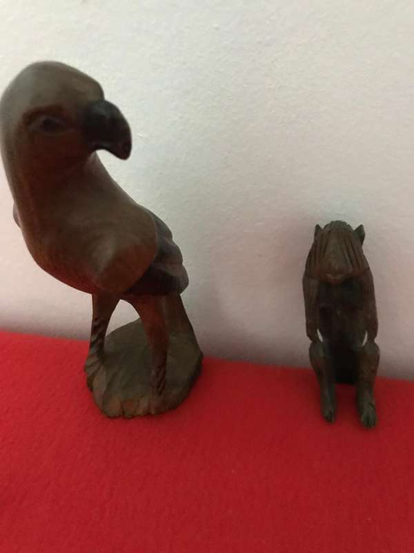 Monkeys  Statues In Wood and Hand crafted wooden Eagle 