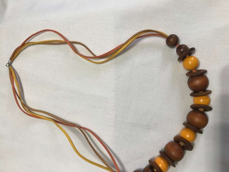 Wooden Beaded necklace and bracelet (Yellow and Brown colors)