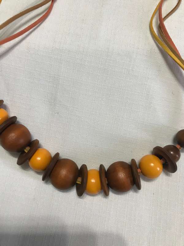 Wooden Beaded necklace and bracelet (Yellow and Brown colors)