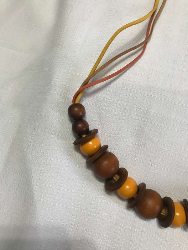 Wooden Beaded necklace and bracelet (Yellow and Brown colors)