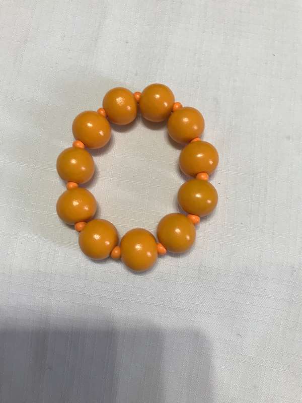 Wooden Beaded necklace and bracelet (Yellow and Brown colors)