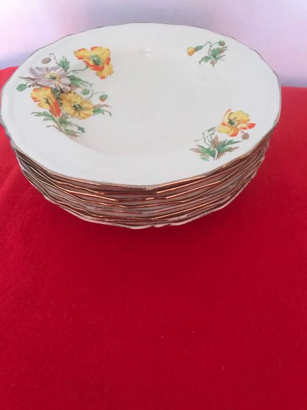 ALFRED MEAKIN 1930 Marigold Densby berry soup bowl gold border x 8