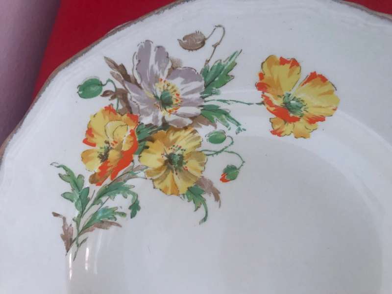 ALFRED MEAKIN 1930 Marigold Densby berry soup bowl gold border x 8