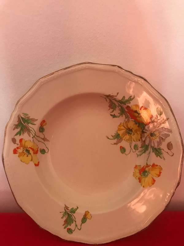 ALFRED MEAKIN 1930 Marigold Densby berry soup bowl gold border x 8