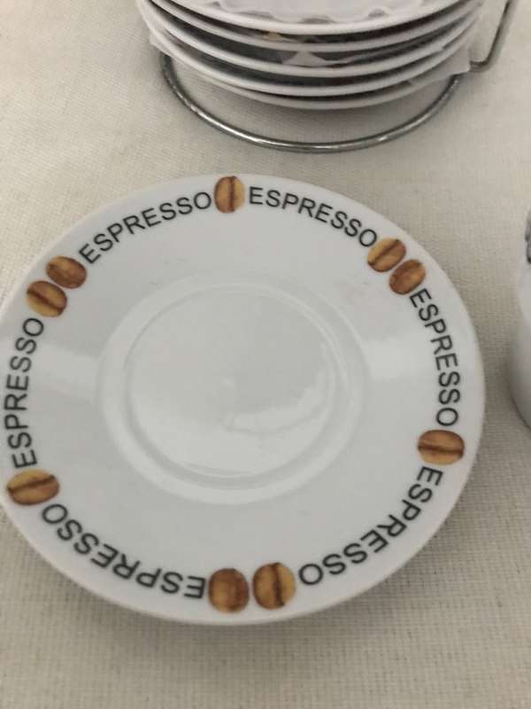 Espresso set of 6 cups and saucer including stand